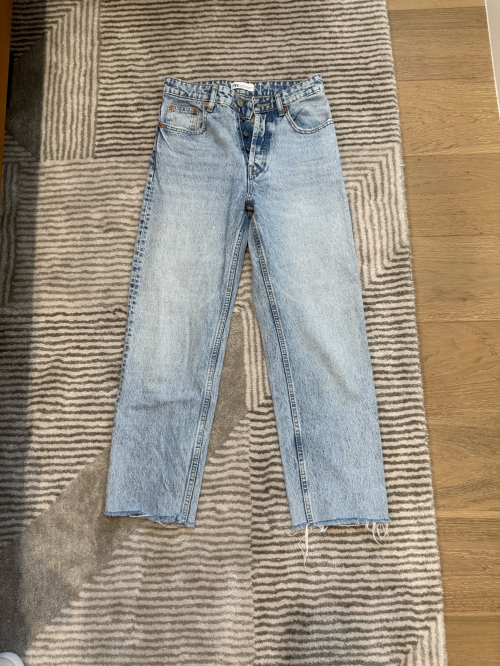 Zara Light Blue Straight-Leg Jeans